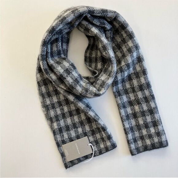 NWT Everlane Unisex The Alpaca Patterned Scarf Gray Buffalo Check One Size - Picture 9 of 12